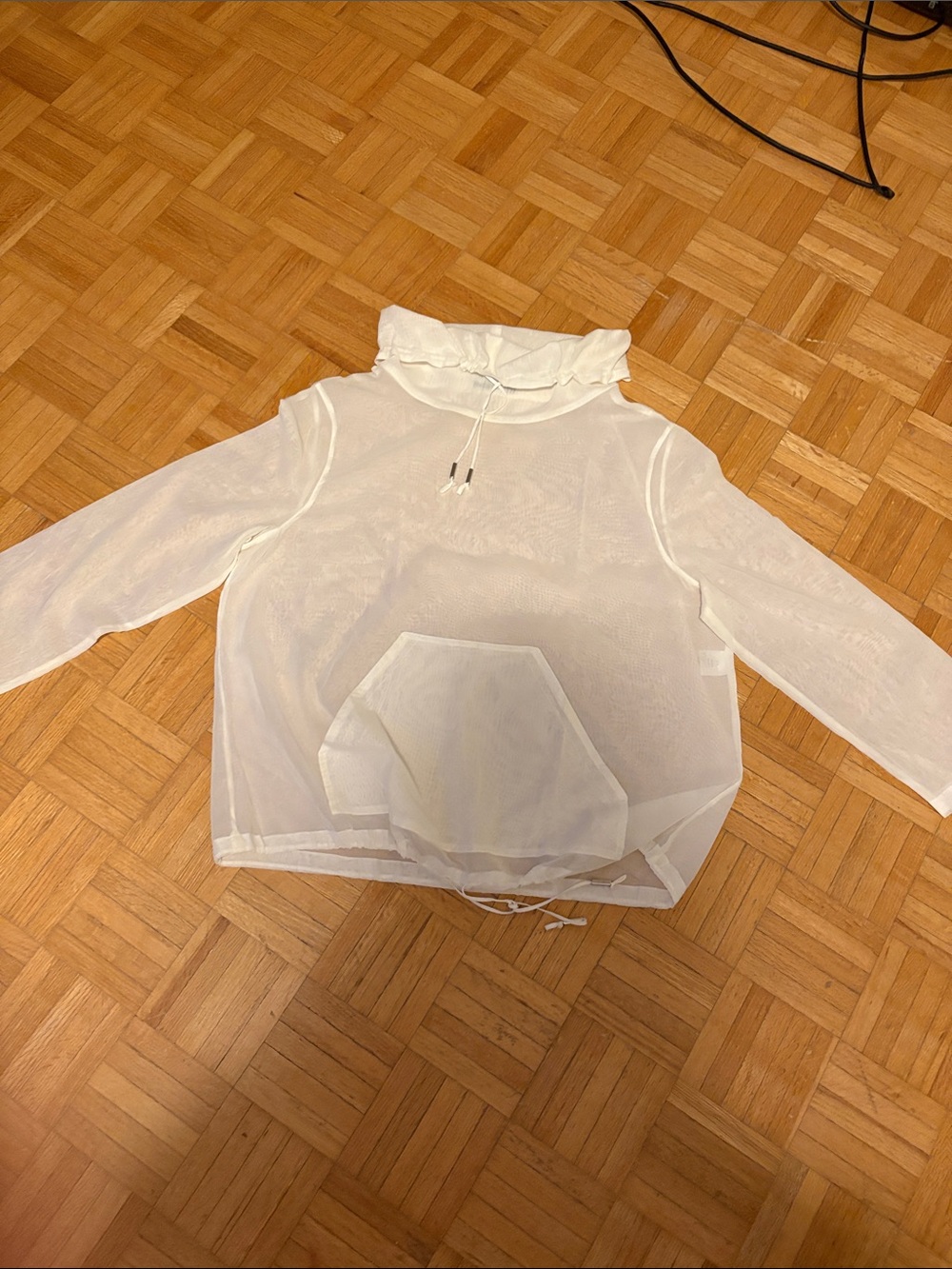 K.T.  White Sheer Hoodie Top -  NWOT